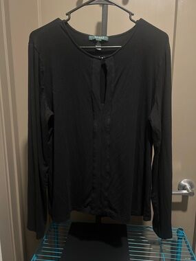 Lauren Ralph Lauren Black Long Sleeve Women's Top with Front Placket